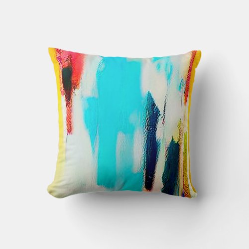 Bright Cheerful Colorful Modern Art Abstract Throw Pillow