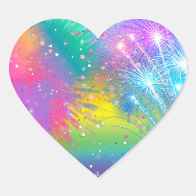 Bright Cheerful Colors Heart Sticker  (Front)