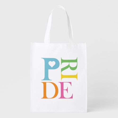 BRIGHT CHEERFUL COLOURFUL FUN PRIDE TYPOGRAPHY GROCERY BAG