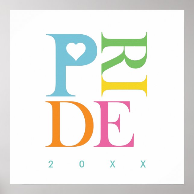 BRIGHT CHEERFUL COLOURFUL FUN PRIDE TYPOGRAPHY POSTER (Front)