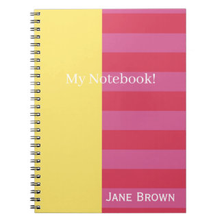 Bright Cheerful pink and yellow striped design Notebook