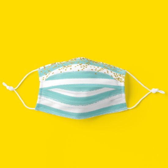 Bright Cheerful Stripes with Gold Accents Cloth Face Mask