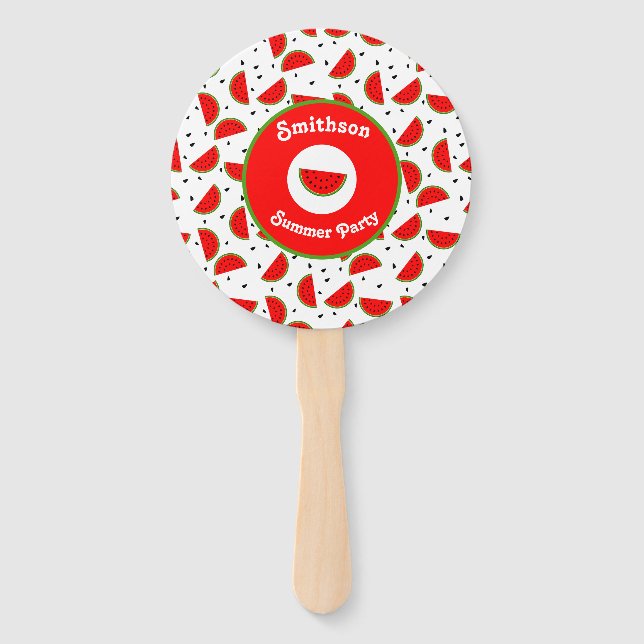 Bright Cheerful Watermelons Summer Party Hand Fan (Front)