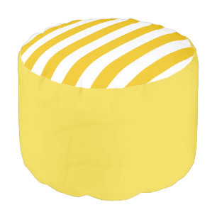 Bright Cheerful Yellow & White Stripes Pouf