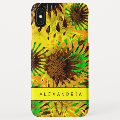 Bright  Cheery Stylish Sunflowers  Personalized iPhone XS Max Case