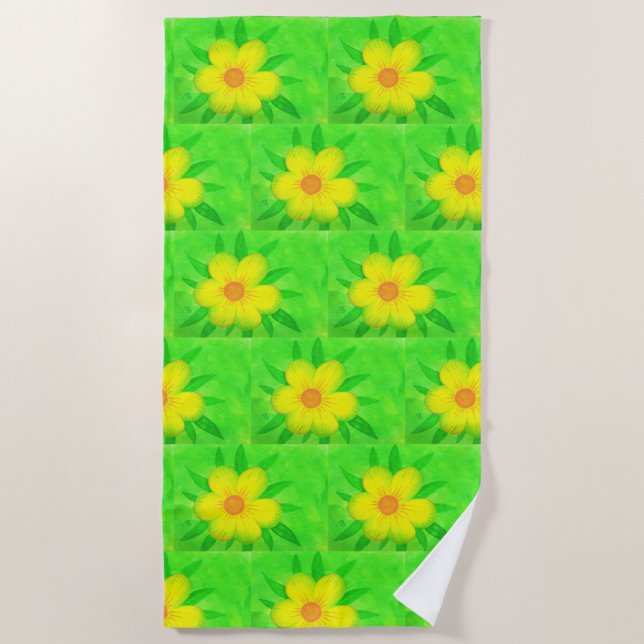 Bright Cheery Sunshine Flowers Beach Towels (Front)