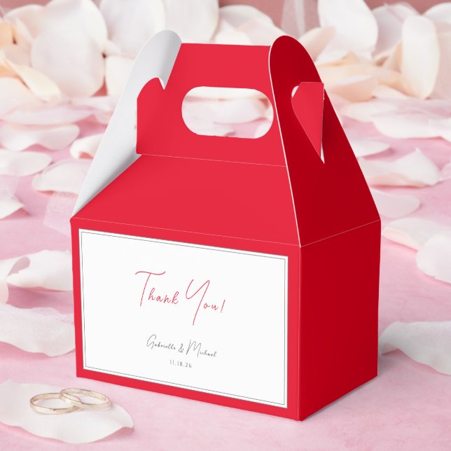 Bright Cherry Red Bold Elegant Modern Wedding Favor Boxes (Wedding)