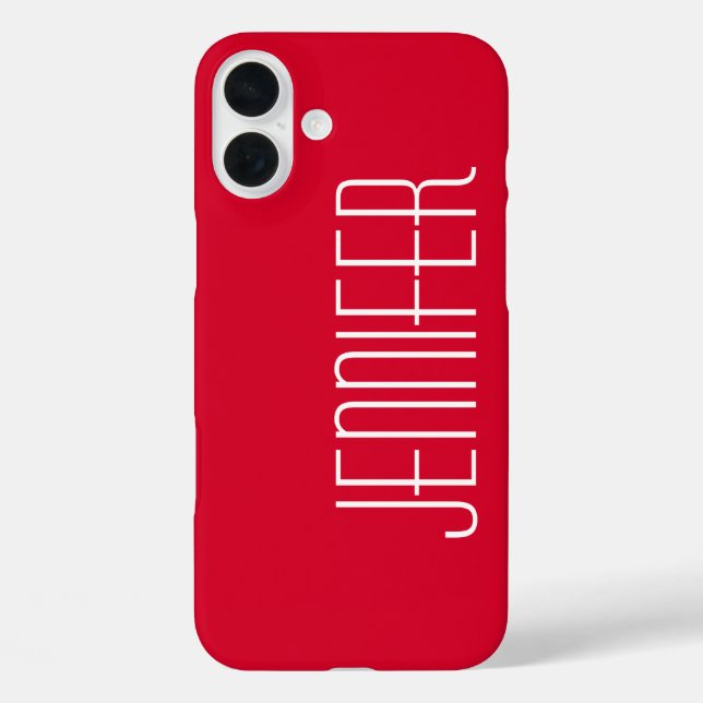 Bright Cherry Red, Personalized Jumbo Custom Name Case-Mate iPhone Case (Back)