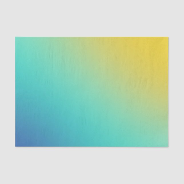 Bright Chic Aqua Blue Yellow Ombre Gradient Tissue Paper (Front)