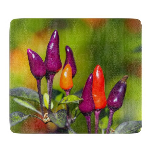 Bright Chili Pepper Glass Chopping Board