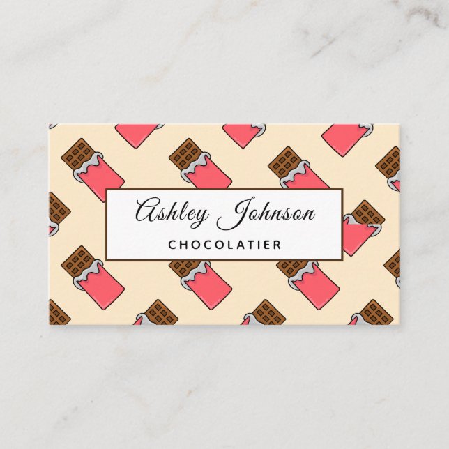 Bright Chocolate Bar Pattern Sweet Treat Colorful Business Card (Front)