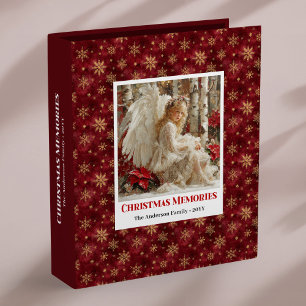 Bright Christmas Angel Red Poinsettia album 3 Ring Binder