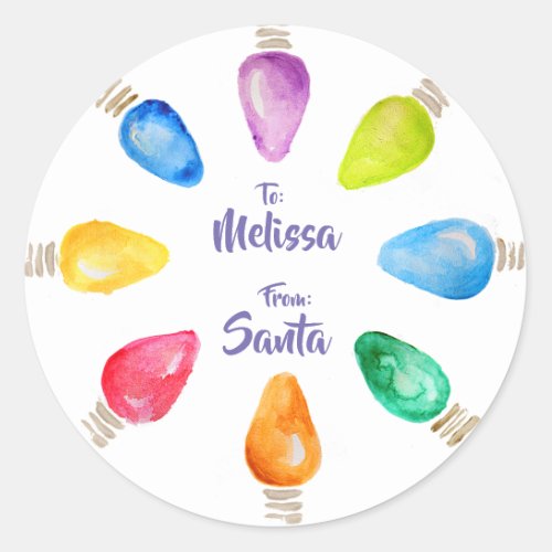 Bright Christmas bulbs To From Santa Classic Round Sticker