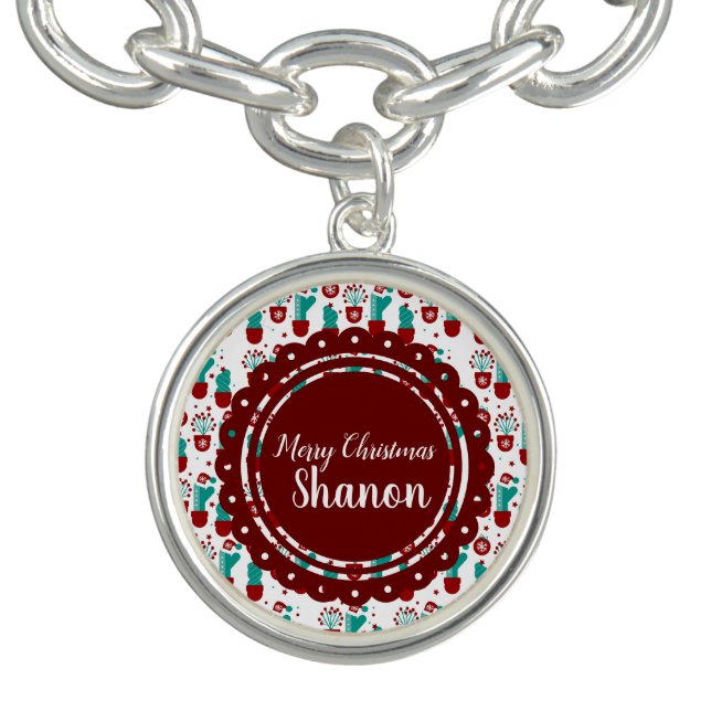 Bright Christmas Cactus Plants Design Bracelet (Design)