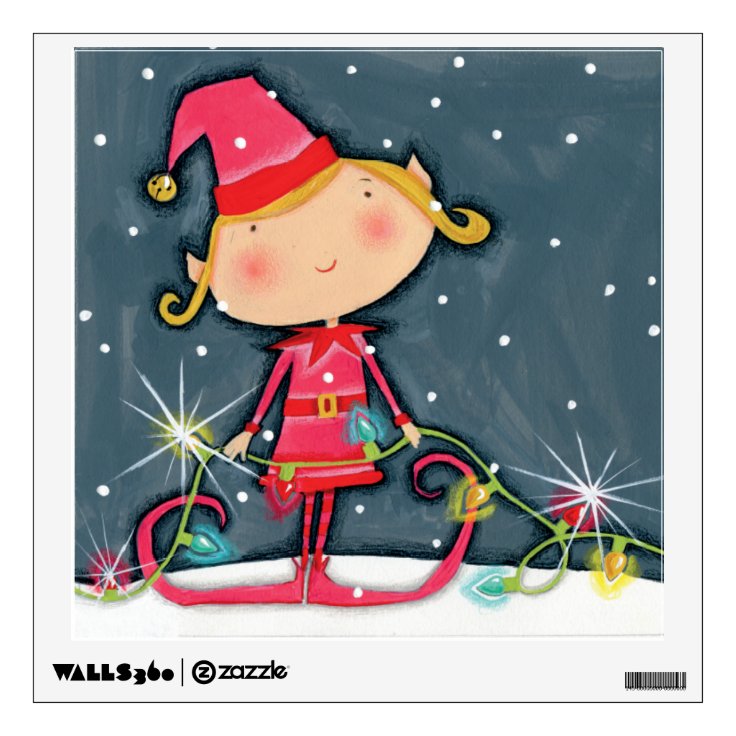 Bright Christmas Elf Wall Sticker Zazzle