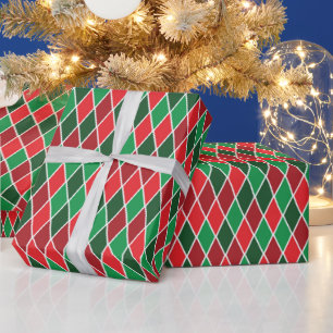 Bright Christmas Geometric Harlequin Wrapping Paper
