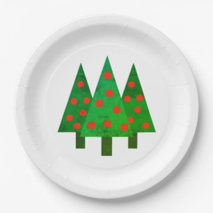Bright Christmas Grove on White Paper Plates