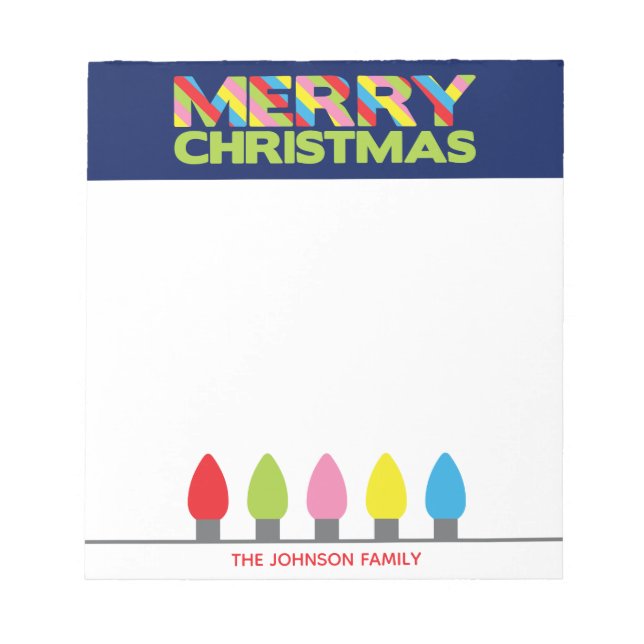 Bright Christmas Lights Personalized Notepad (Front)