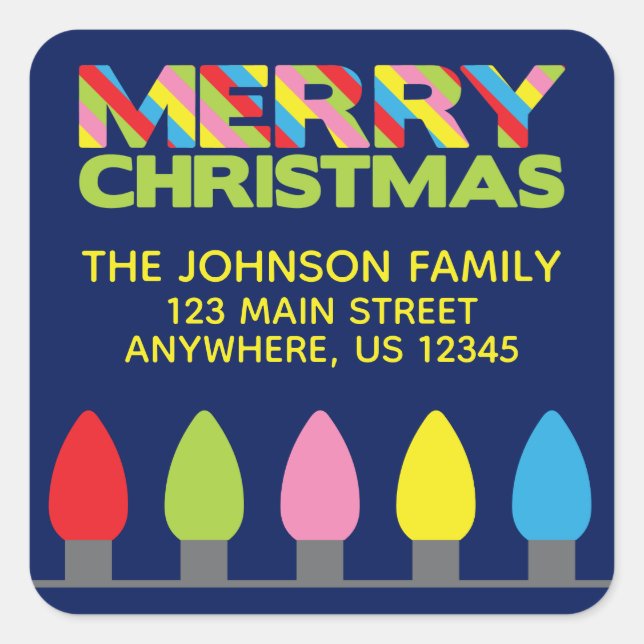 Bright Christmas Lights Return Address Labels (Front)