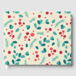 Bright Christmas Mistletoe and Leaf Pattern Guest Book
