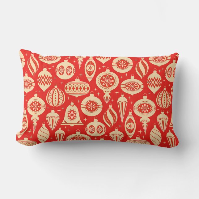Bright Christmas Ornament Pattern Lumbar Pillow (Front)