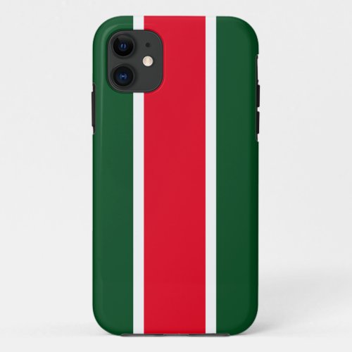 Bright Christmas Red White Center Green Stripes iPhone 11 Case