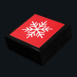 Bright Christmas Red White Nordic Alpine Snowflake Gift Box<br><div class="desc">This festive seasonal design features a large alpine snowflake against a background of bright holiday red.</div>