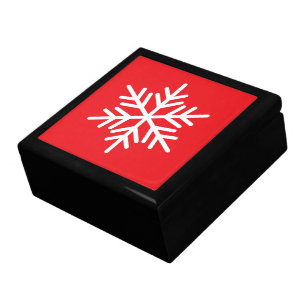 Bright Christmas Red White Nordic Alpine Snowflake Gift Box