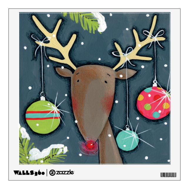 Bright Christmas Reindeer Wall Decal (Front)