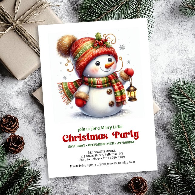 Bright Christmas snowman invite kids holiday   (Bright Christmas snowman invite kids holiday editable

)