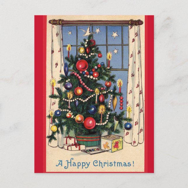 Bright Christmas tree vintage postcard (Front)