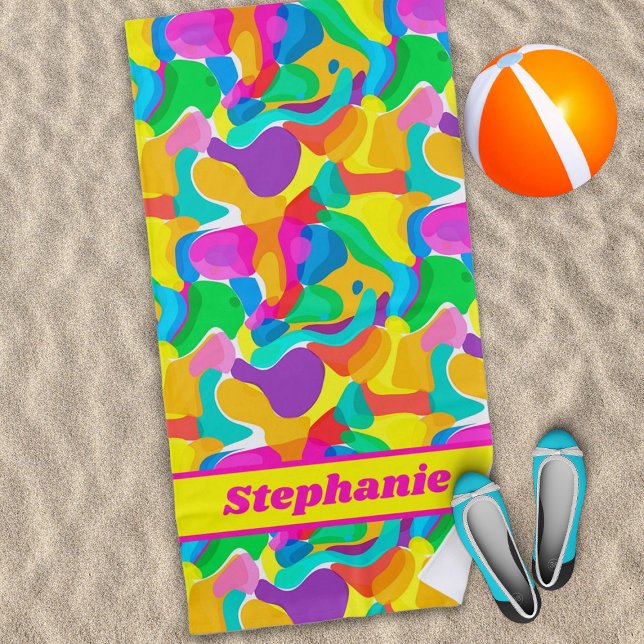 Bright Circle Colors Abstract Pattern Beach Towel (Creator Uploaded)