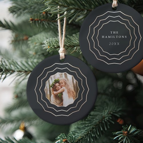 Bright Circle  Holiday Photo Ceramic Ornament