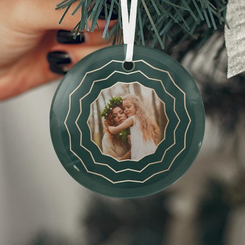 Bright Circle  Holiday Photo Glass Ornament