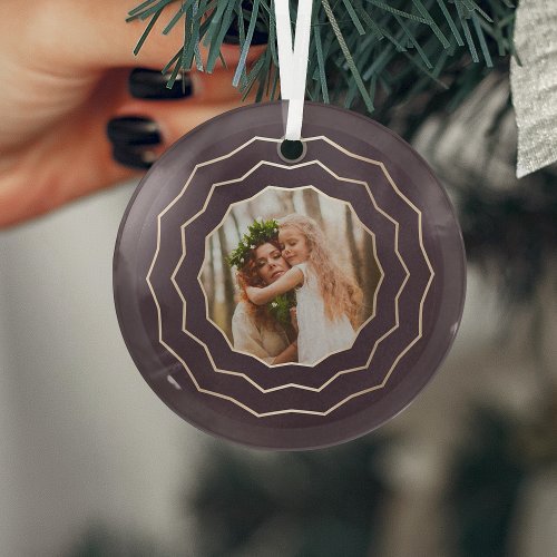 Bright Circle  Holiday Photo Glass Ornament