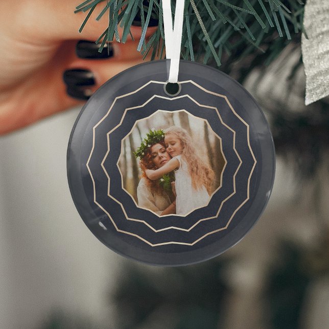 Bright Circle | Holiday Photo Glass Ornament (Creator Uploaded)