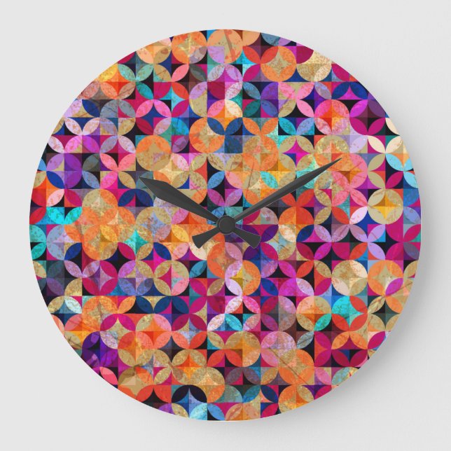 Bright Circles Abstract Vintage Background Large Clock (Front)
