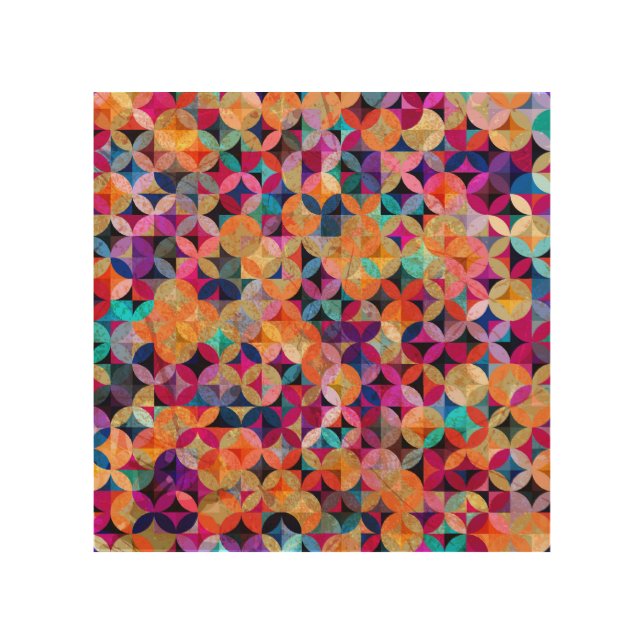 Bright Circles Abstract Vintage Background Wood Wall Art (Front)
