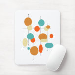 Bright Circles Retro Mid Century Modern Mouse Pad<br><div class="desc">This funky mid century modern mouse pad features circles,  ovals and lines in a combination of teal blue,  orange,  tan,  and brown. This will make a fabulous addition to your retro styled home office.</div>
