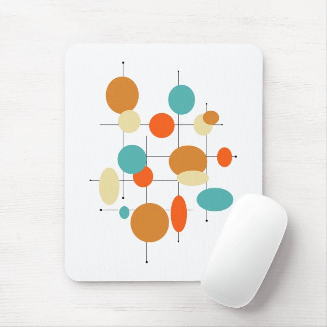 Bright Circles Retro Mid Century Modern Mouse Pad (With Mouse)