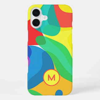 Bright Circus Colors Monogram Pattern iPhone 16 Plus Case