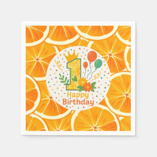 Bright Citrus First Birthday Paper Plates Napkins
