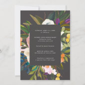 Bright Citrus Flowers | Indigo Blue Bridal Shower Invitation (Back)