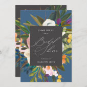 Bright Citrus Flowers | Indigo Blue Bridal Shower Invitation (Front/Back)