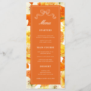 Bright Citrus Yellow Orange Bridal Shower Wedding Menu