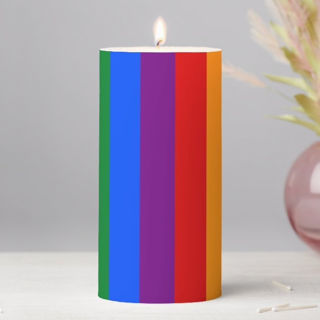 Bright Classic Rainbow Themed Candle Pillar (In Situ)