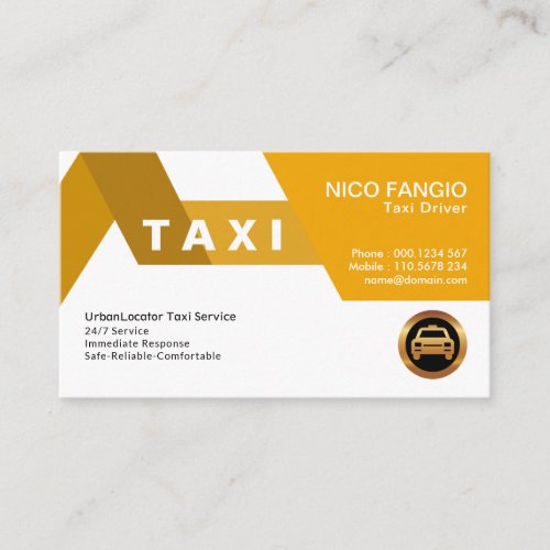 Bright Classy Energetic Orange Zest Taxi Service Business Card