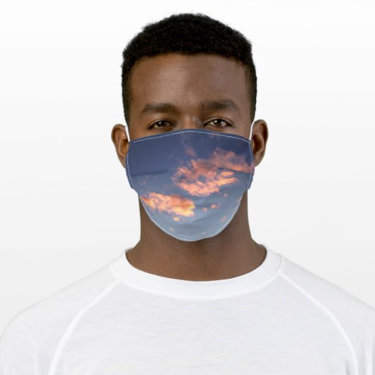 Bright Clouds Blue Ombre Sky Sunset Adult Cloth Face Mask (Worn)