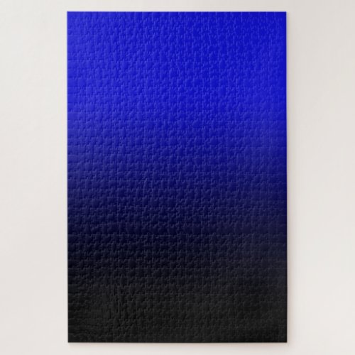 Bright Cobalt Blue and Black Ombre Jigsaw Puzzle