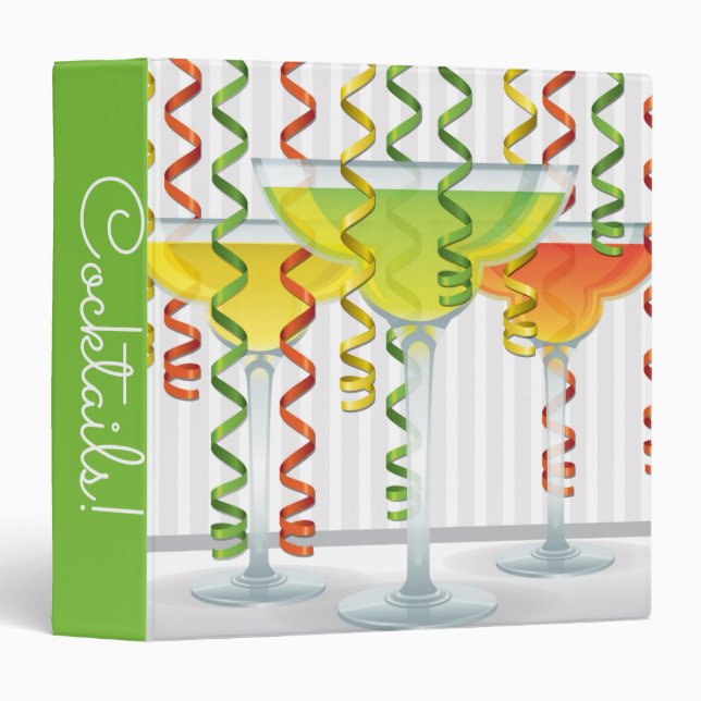 Bright cocktail and ribbon 3 ring binder (Front/Spine)